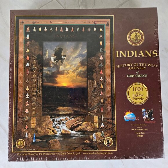 SunsOut Indians History of the West by Gary Crouch 1000 Piece Jigsaw Puzzle NWT - Picture 1 of 7